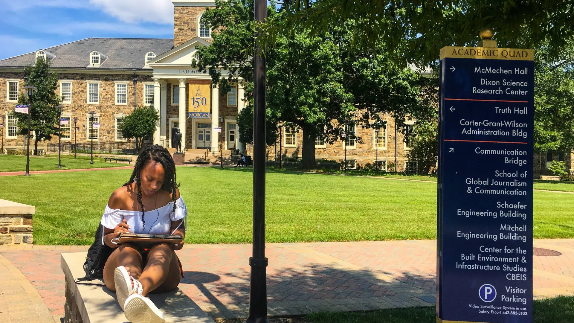 A girl studying